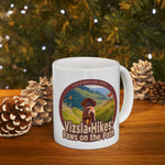 Vizsla Hikes: Paws On The Path (Dog) w/ He's Not A What? Wild Look - White glossy mug