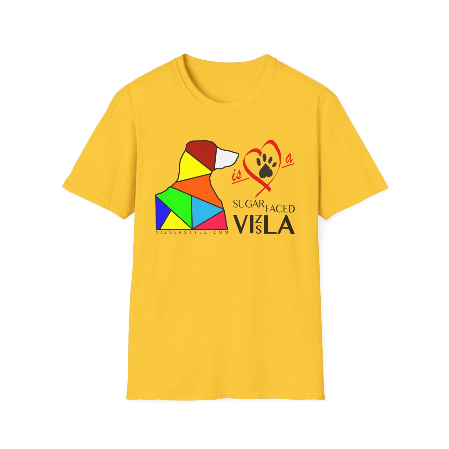 Love is a Sugar Faced Vizsla - All Around Sports T-shirt (Dk Text)