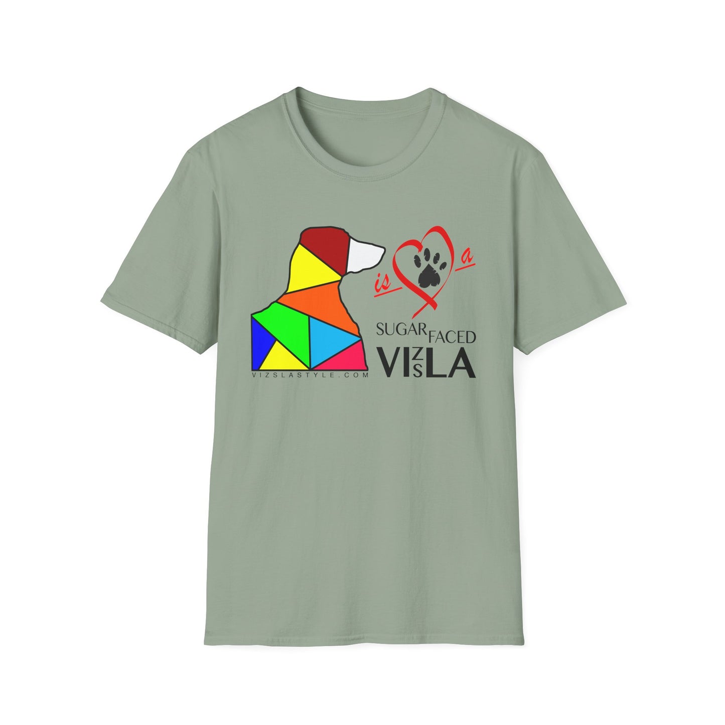 Love is a Sugar Faced Vizsla - All Around Sports T-shirt (Dk Text)