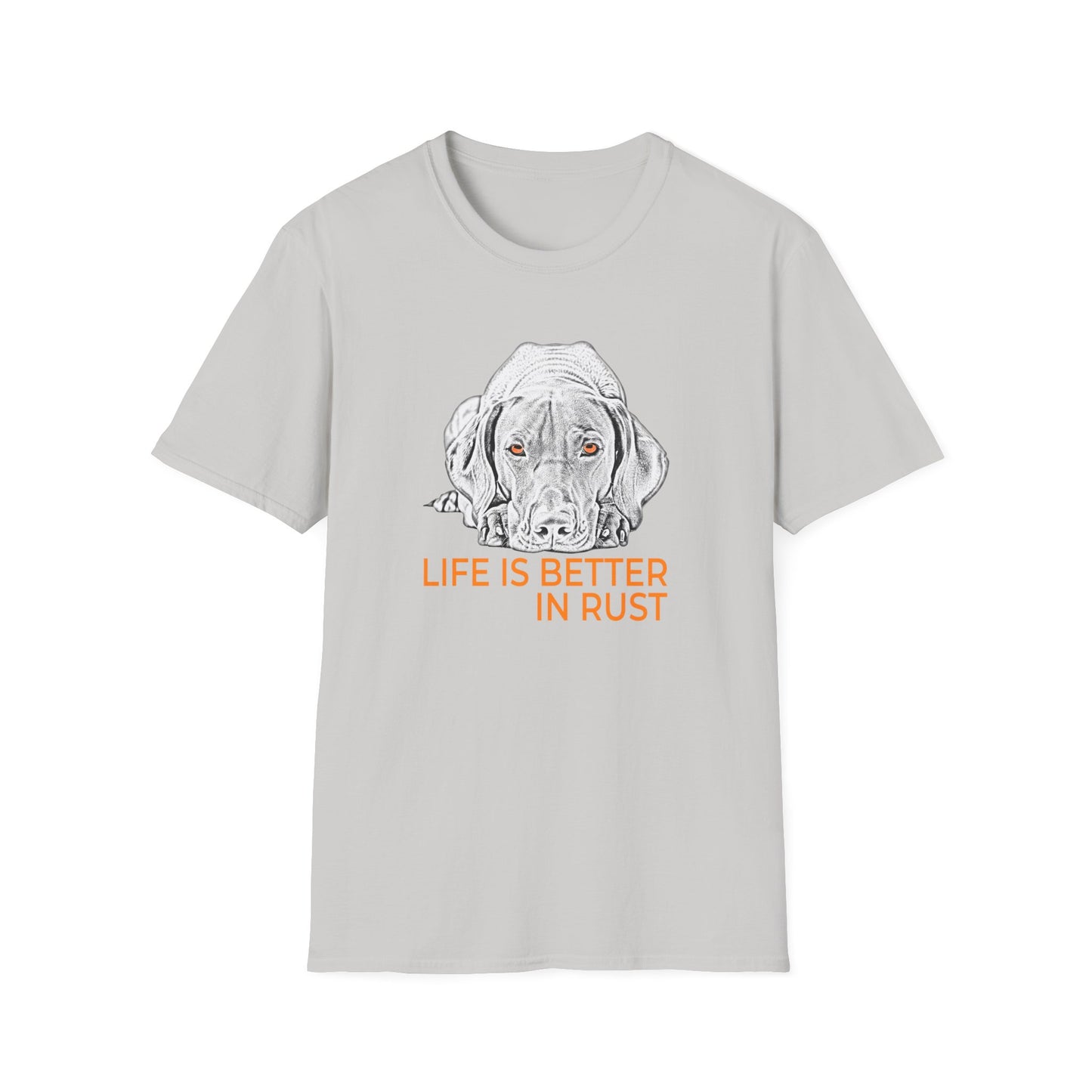Vizsla Dog T-Shirt — 'Life Is Better in Rust' Line Drawing