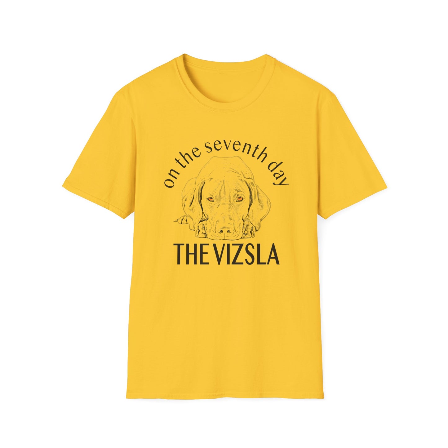 The Vizsla T-Shirt — "On the Seventh Day - THE VIZSLA" Vizsla Dog Line Art Tee