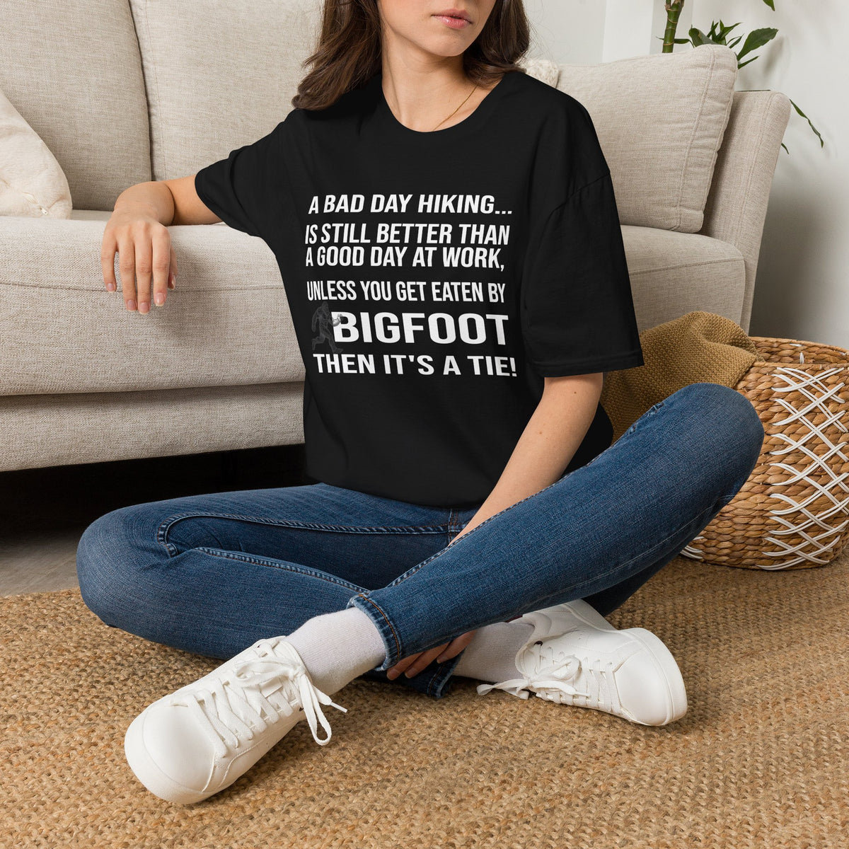 Bigfoot Hiking T-Shirt — “A Bad Day Hiking… Is Still Better Than A Good Day At Work”