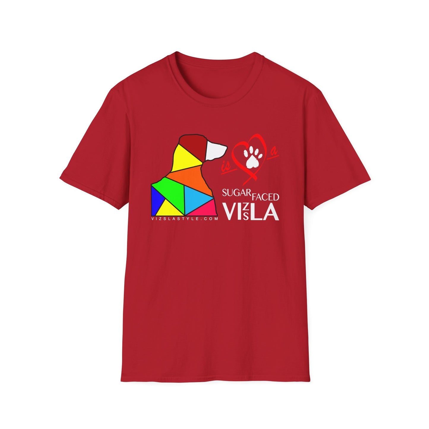 Love is a Sugar Faced Vizsla All Around Sports T-shirt (Lt Text)