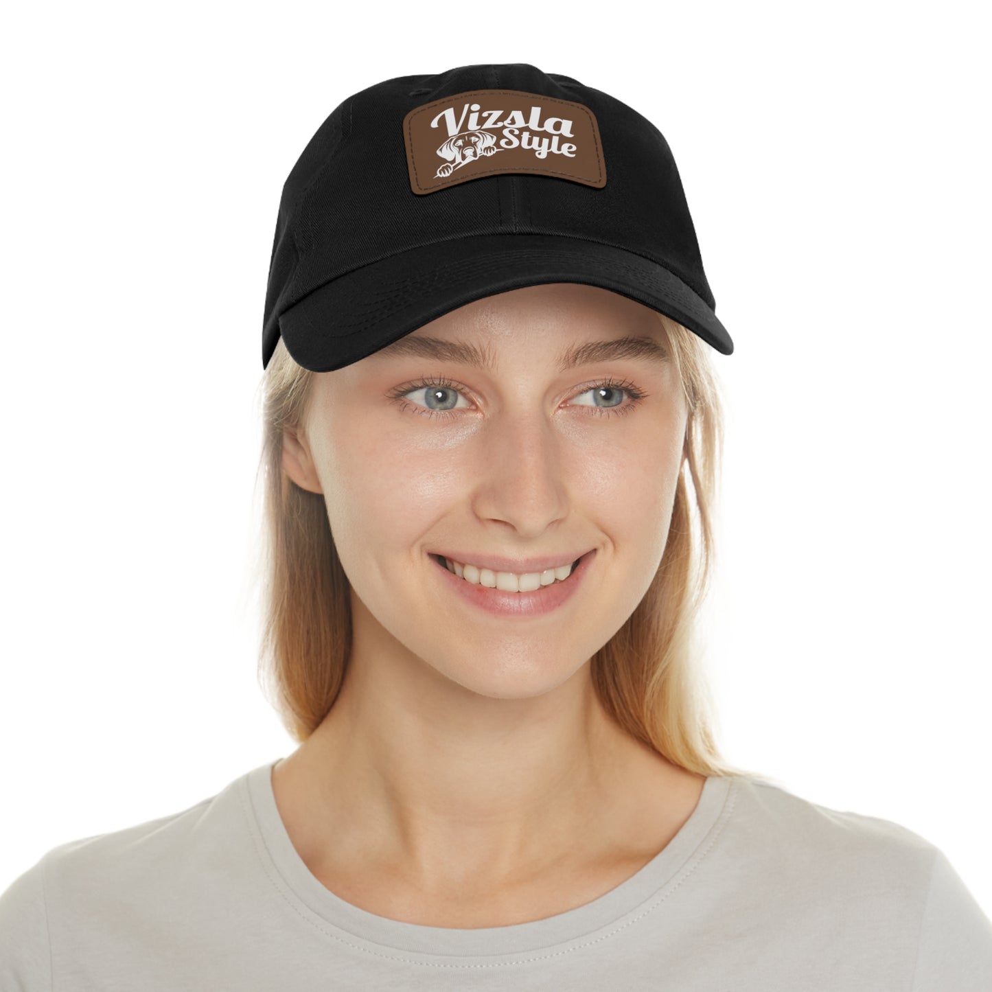 Vizsla Style Leather Patch Dad Hat, Custom Dog Hat, Pet Lover Gift, Outdoor Cap, Adjustable Baseball Hat, Unique Father's Day Gift, Mom Hat