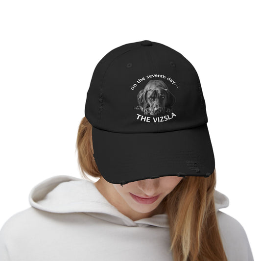 The Vizsla Created on the Seventh Day - Unisex Distressed Cap
