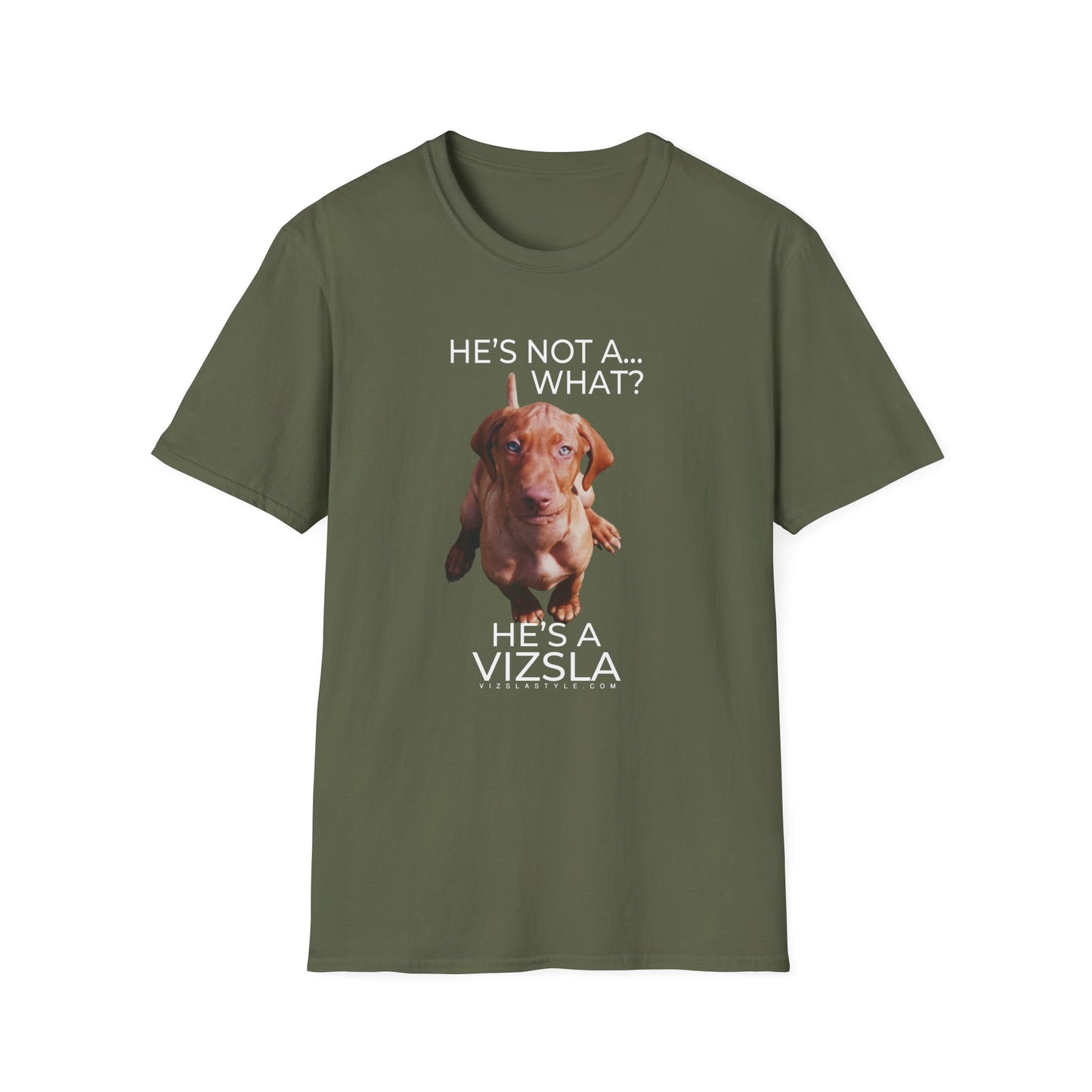 He's Not A What... He's A Vizsla (in Color) - All Around Sports T-shirt (Lt Text)