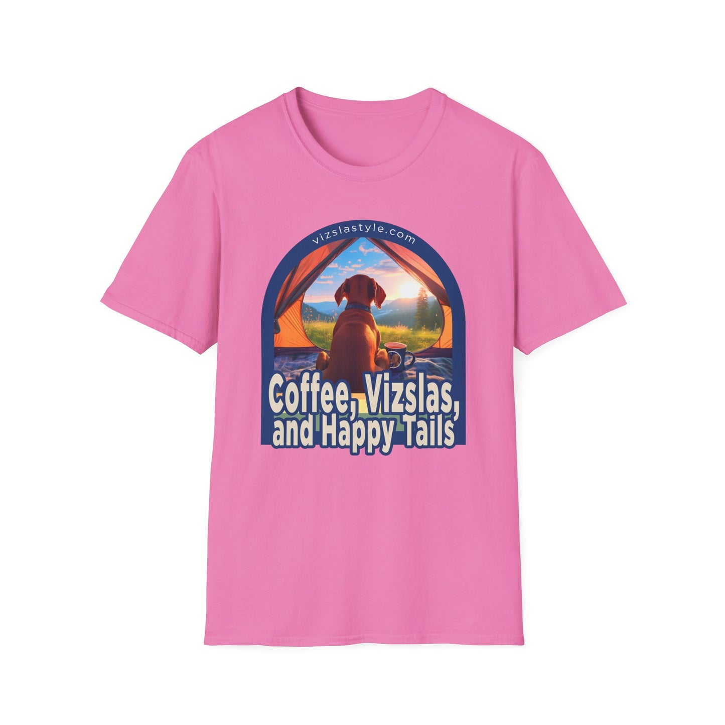 Coffee, Vizslas, and Happy Tails! t-shirt