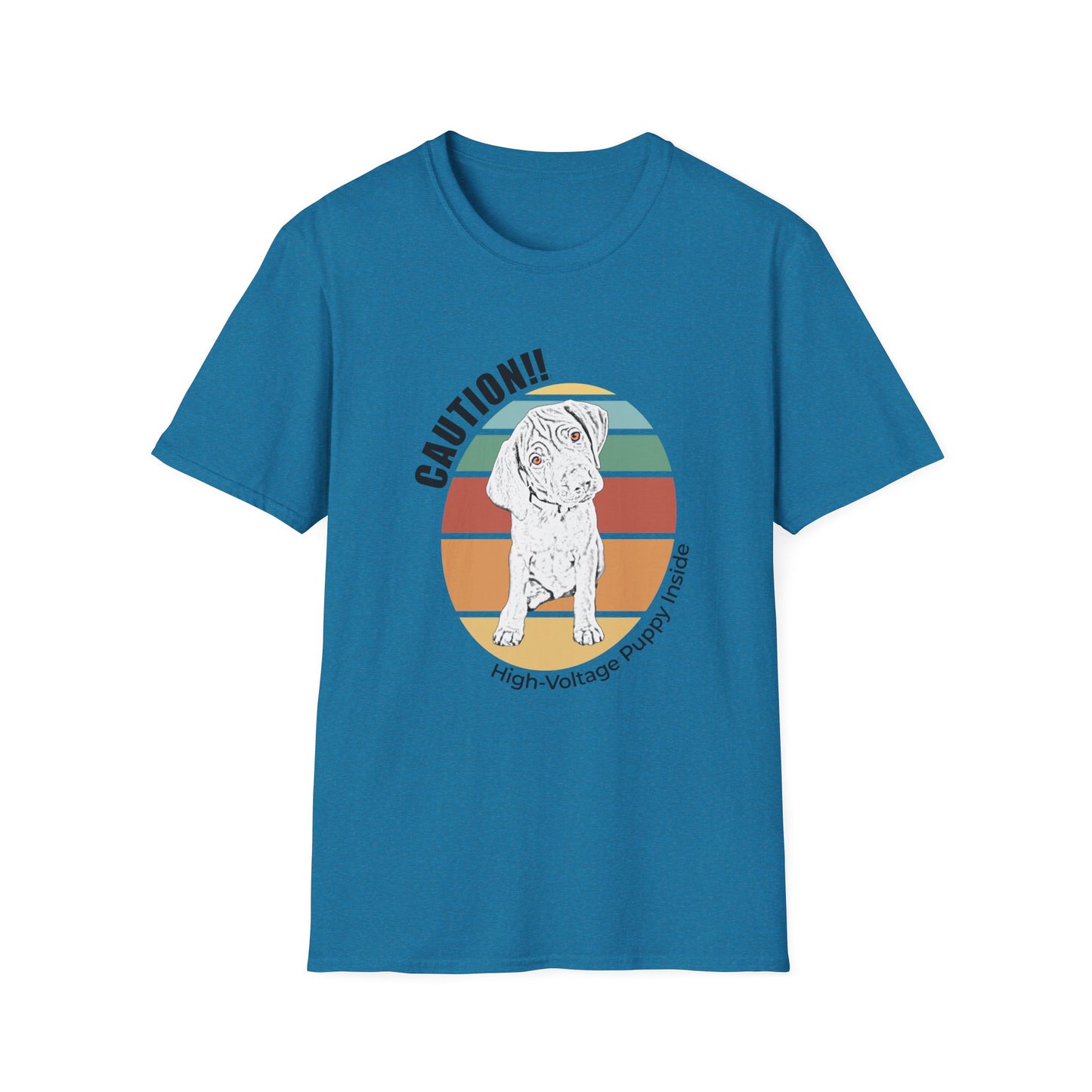 High-Voltage Puppy Inside Vizsla T-Shirt — Vintage Pastel Stripes