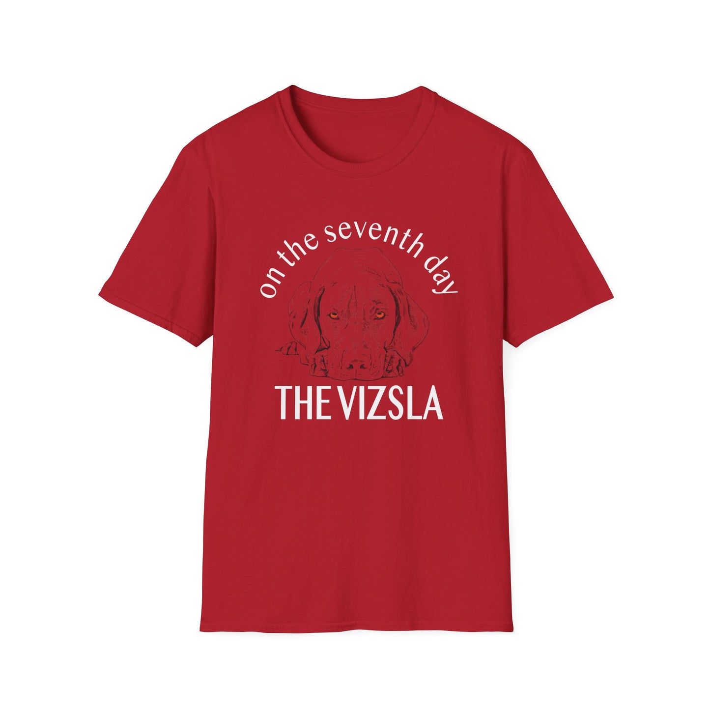 The Vizsla T-Shirt — "On the Seventh Day - THE VIZSLA" Vizsla Dog Line Art Tee