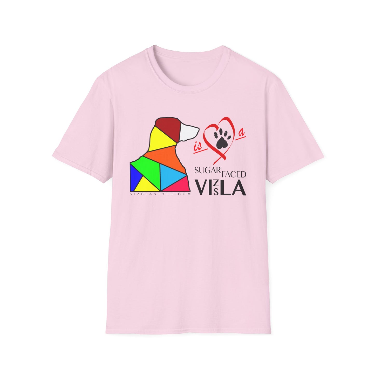 Love is a Sugar Faced Vizsla - All Around Sports T-shirt (Dk Text)