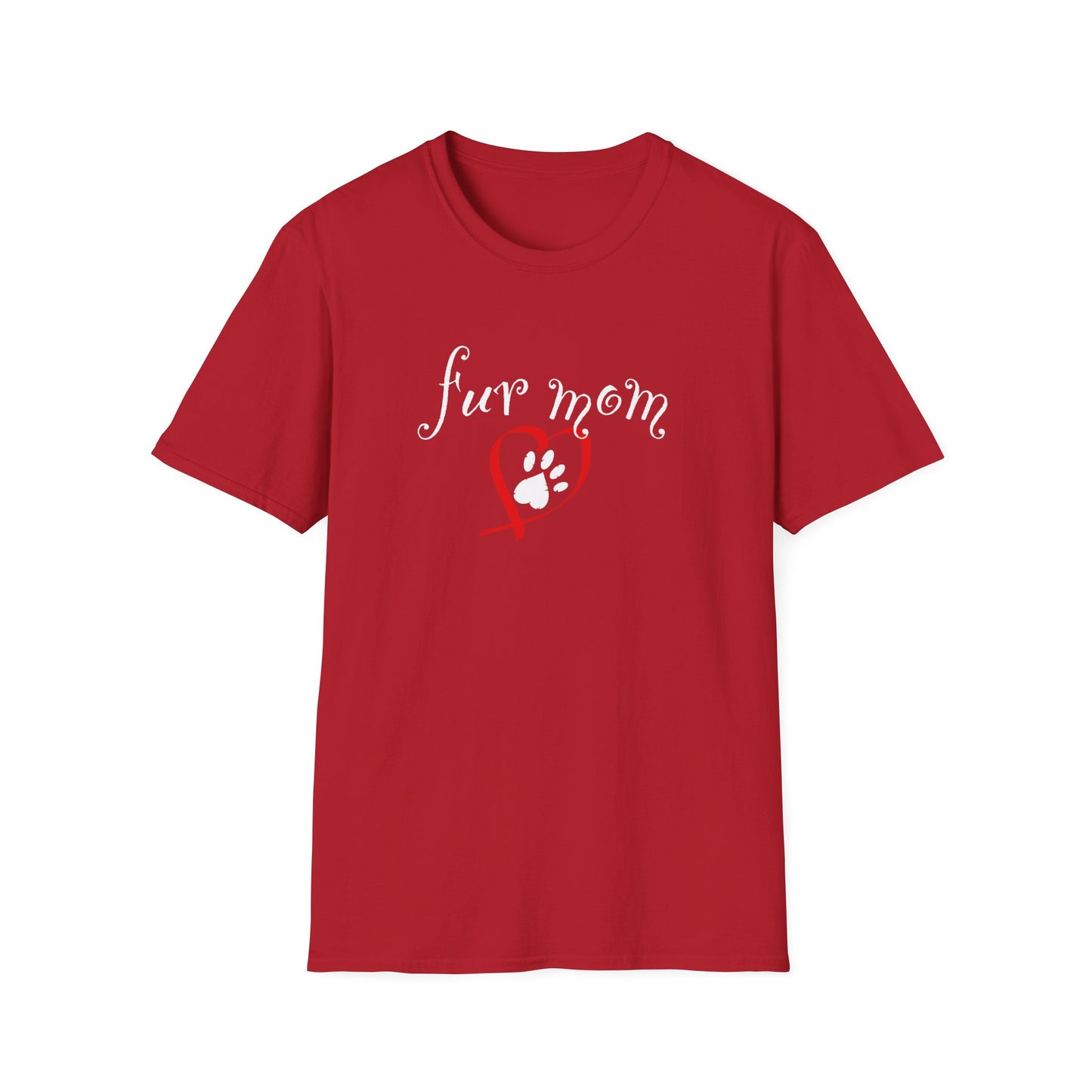 Fur Mom T-Shirt — Cute Heart & Puppy Paw Tee for Dog Lovers