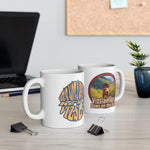 Vizsla Hikes: Paws On The Path (Dog) w/ He's Not A What? Wild Look - White glossy mug