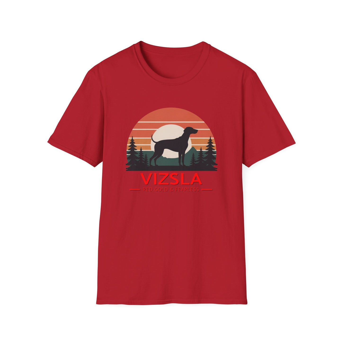 Vizsla Mountain Tee — "VIZSLA - Red, Gold & Fearless"