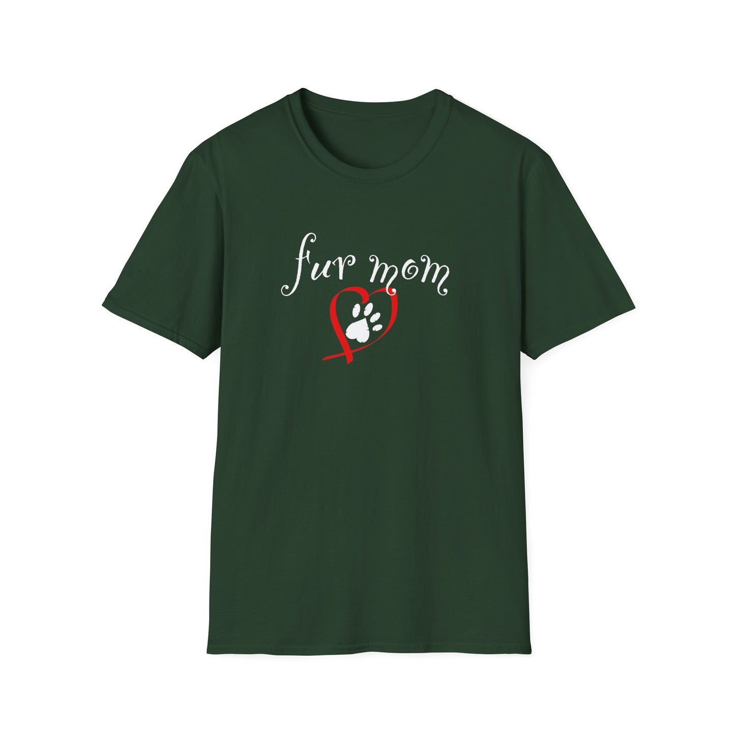 Fur Mom T-Shirt — Cute Heart & Puppy Paw Tee for Dog Lovers