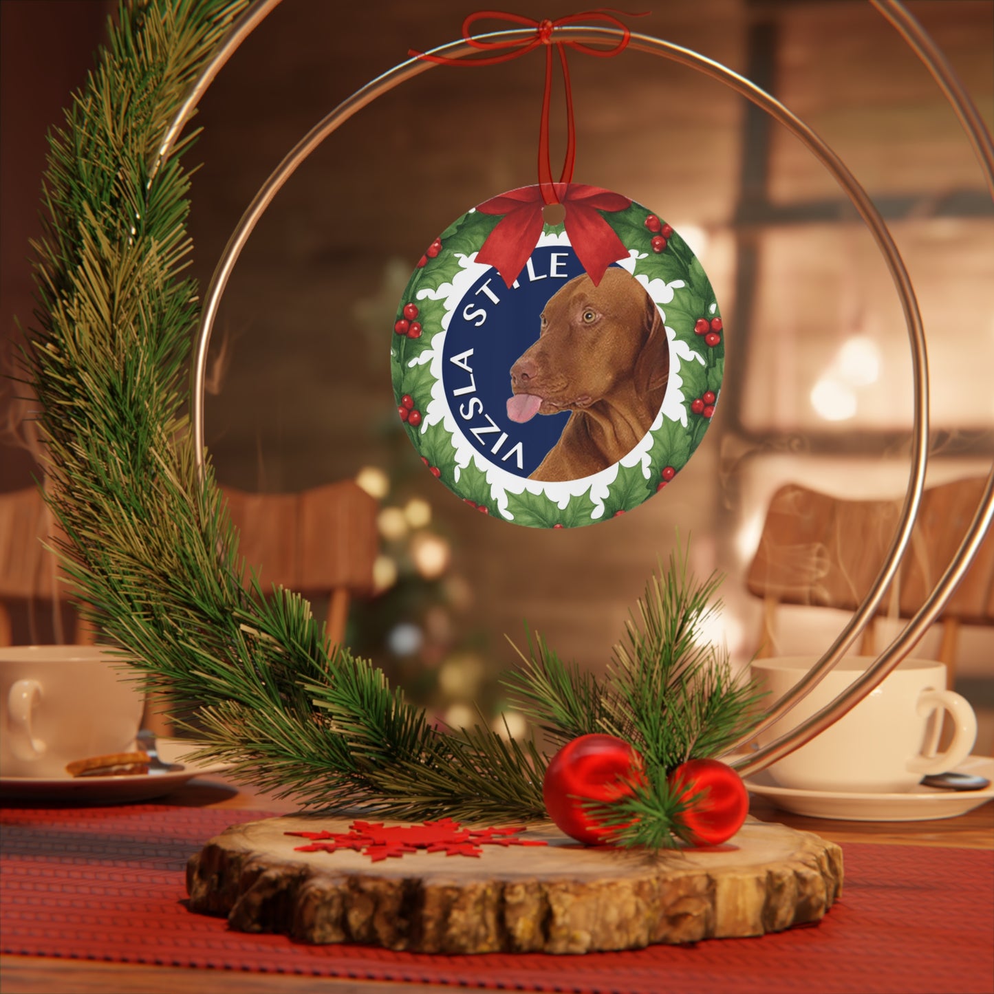 Vizsla Metal Ornament — Vizsla Dog Holiday Keepsake