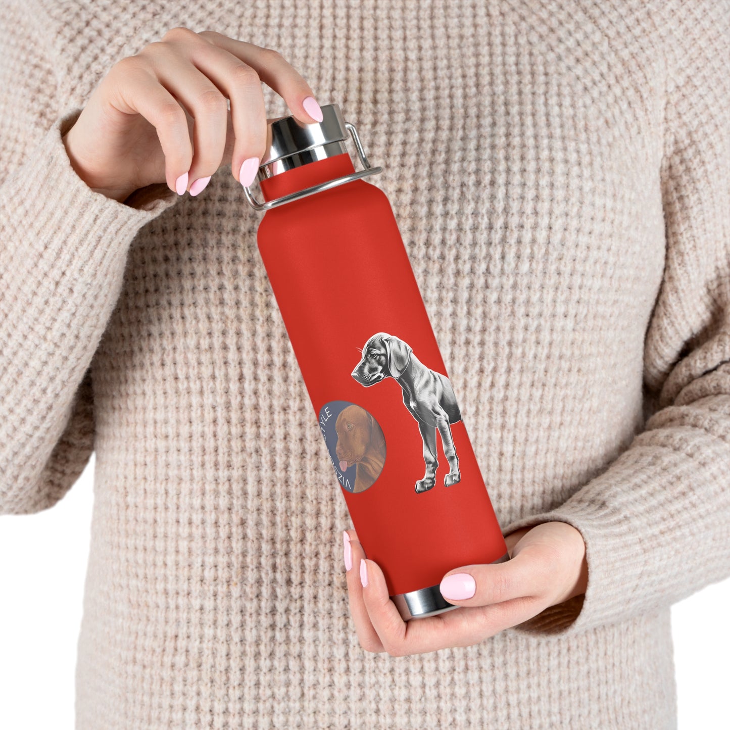 Vizsla Style Puppy w/ Logo - Stylish Copper Insulated Water Bottle