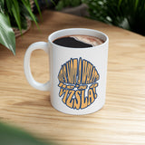 Vizsla Hikes: Paws On The Path (Dog) w/ He's Not A What? Wild Look - White glossy mug
