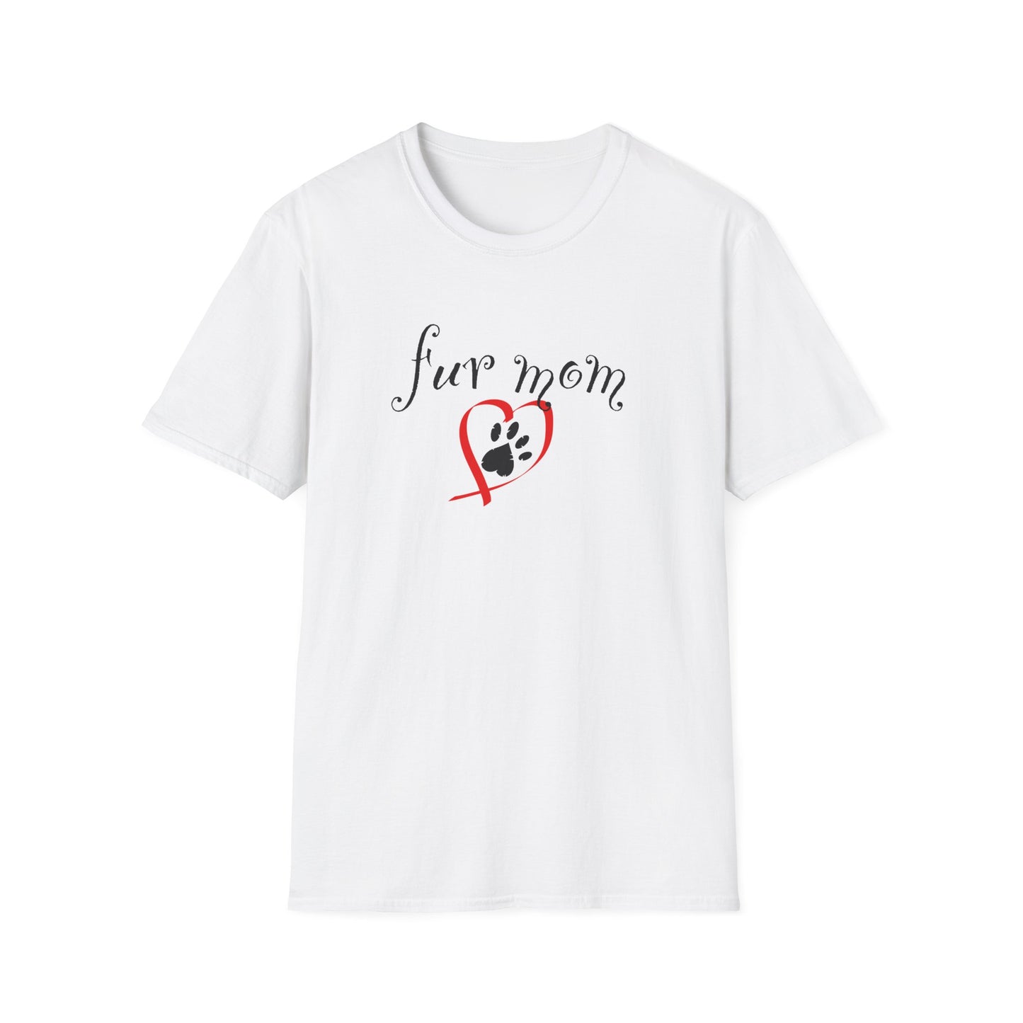 Fur Mom T-Shirt — Cute Heart & Puppy Paw Tee for Dog Lovers