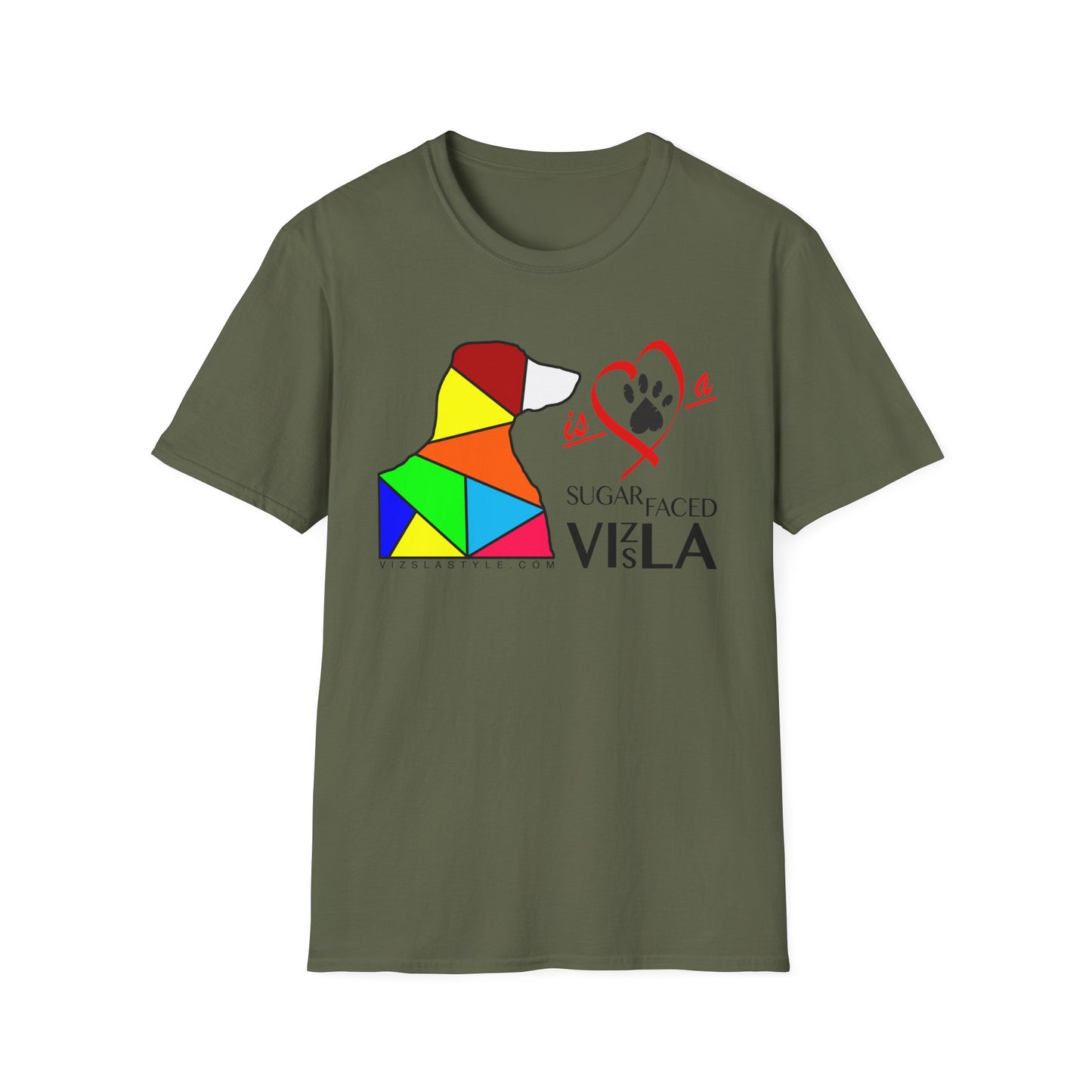 Love is a Sugar Faced Vizsla - All Around Sports T-shirt (Dk Text)