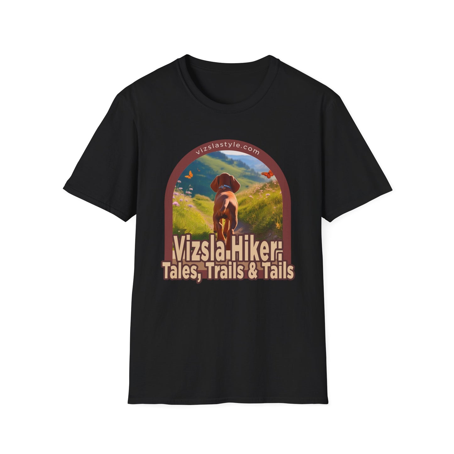 Vizsla Hiker: Tales, Trails & Tails Dog t-shirt