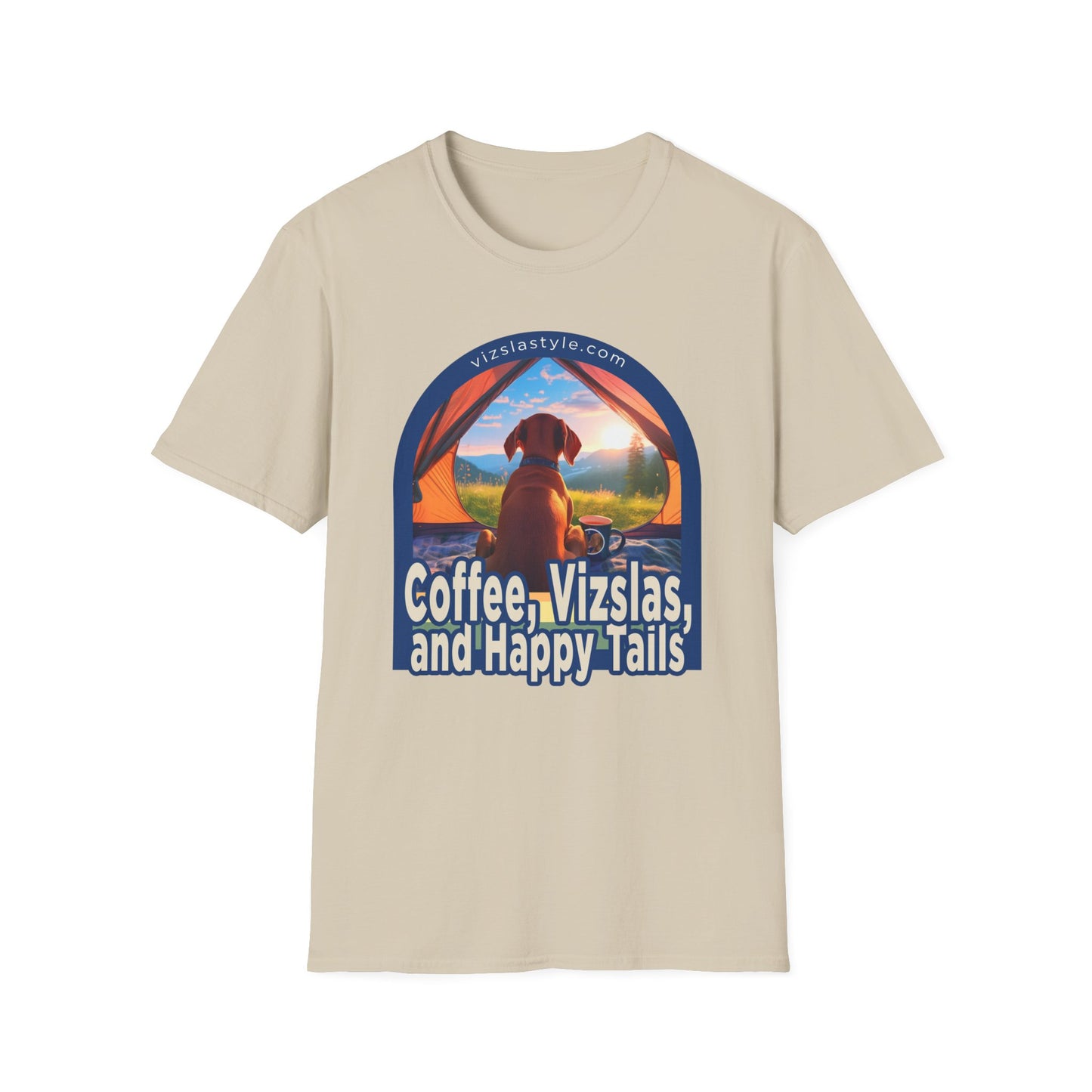 Coffee, Vizslas, and Happy Tails! t-shirt