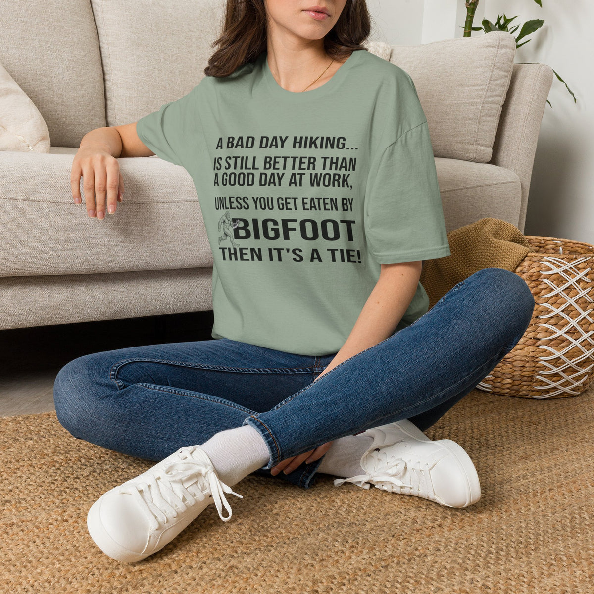 Bigfoot Hiking T-Shirt — “A Bad Day Hiking… Is Still Better Than A Good Day At Work”