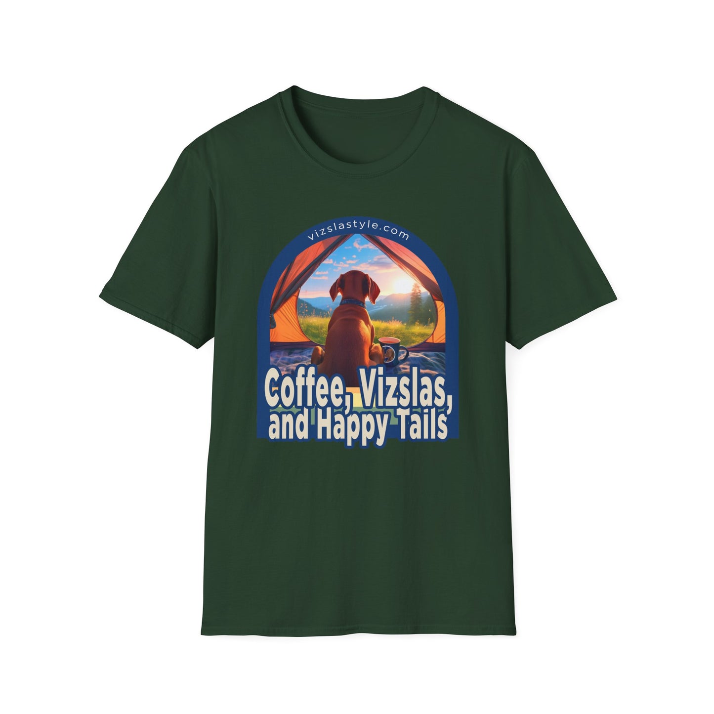 Coffee, Vizslas, and Happy Tails! t-shirt