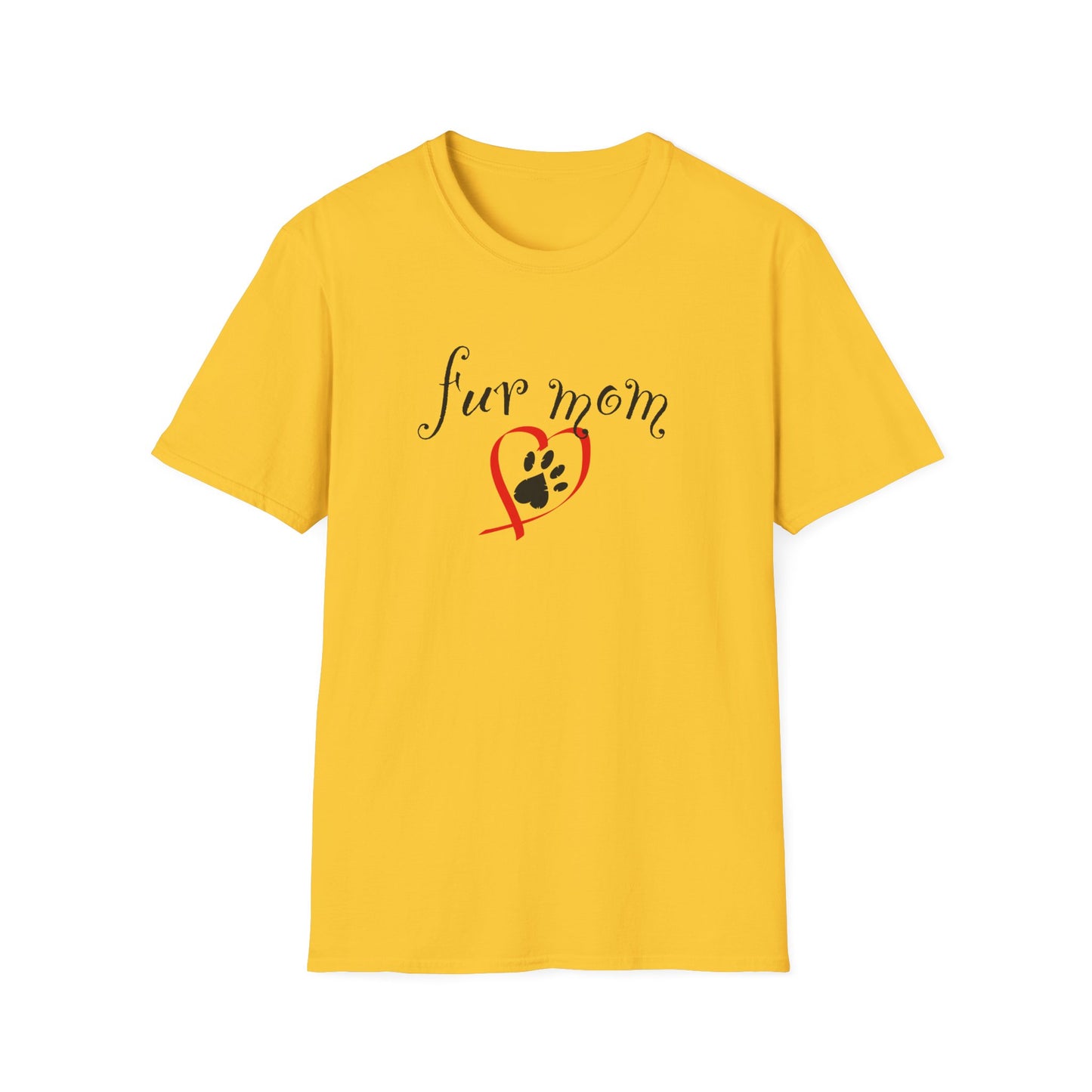 Fur Mom T-Shirt — Cute Heart & Puppy Paw Tee for Dog Lovers