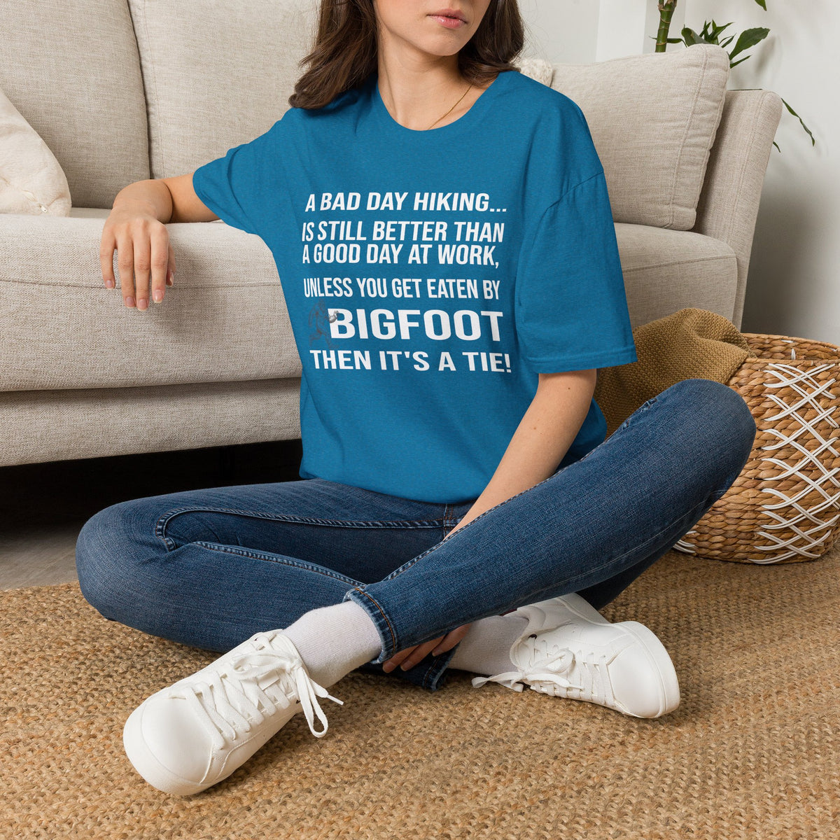 Bigfoot Hiking T-Shirt — “A Bad Day Hiking… Is Still Better Than A Good Day At Work”