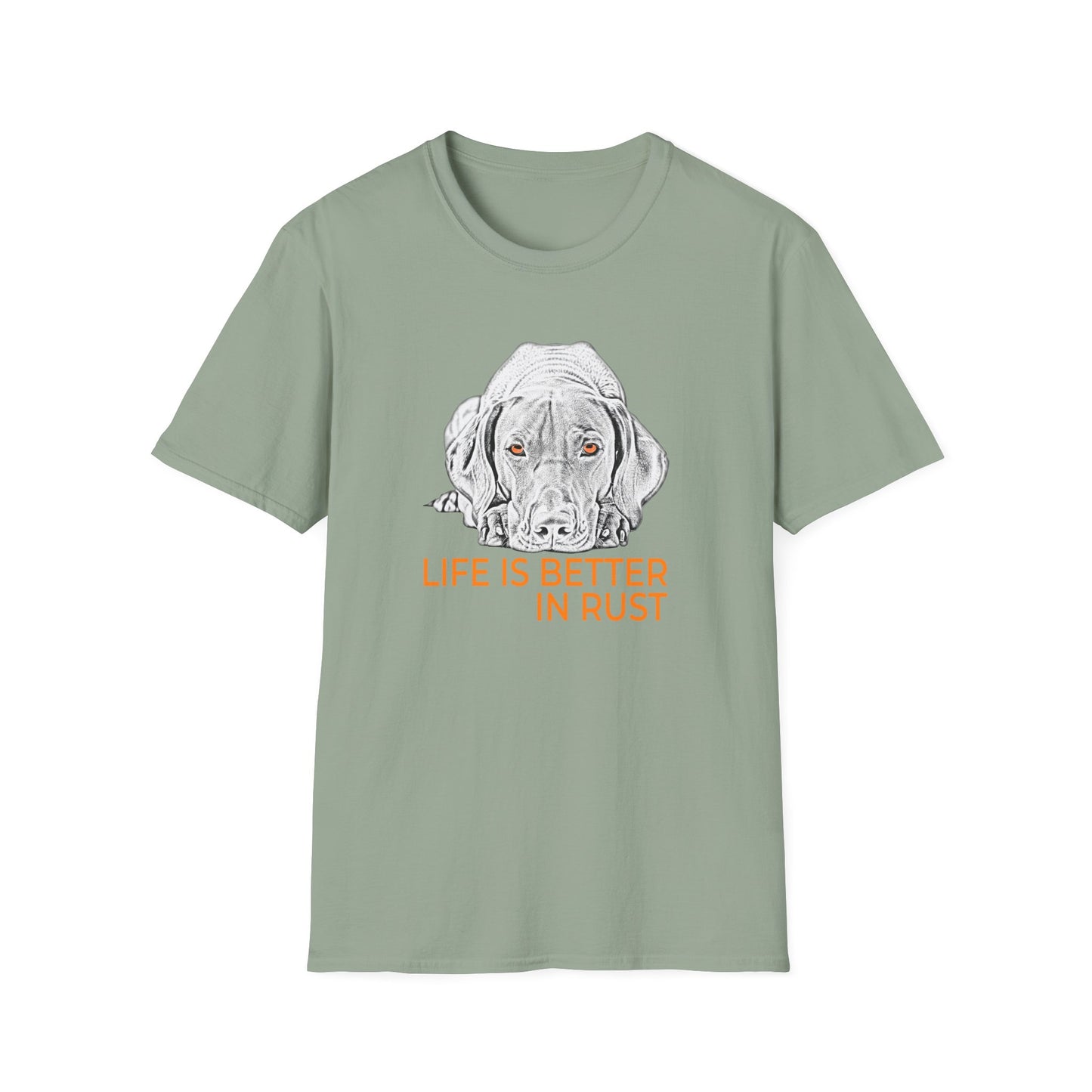 Vizsla Dog T-Shirt — 'Life Is Better in Rust' Line Drawing