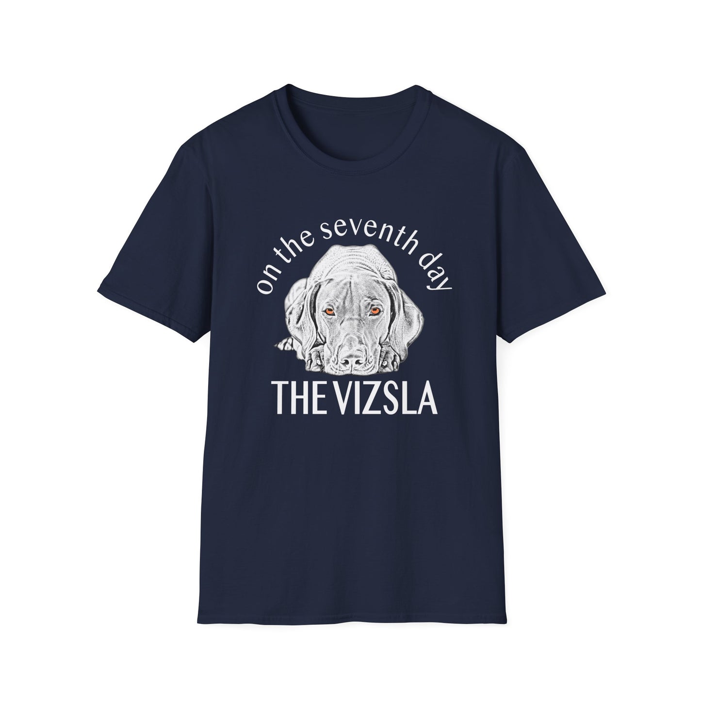 The Vizsla T-Shirt — "On the Seventh Day - THE VIZSLA" Vizsla Dog Line Art Tee