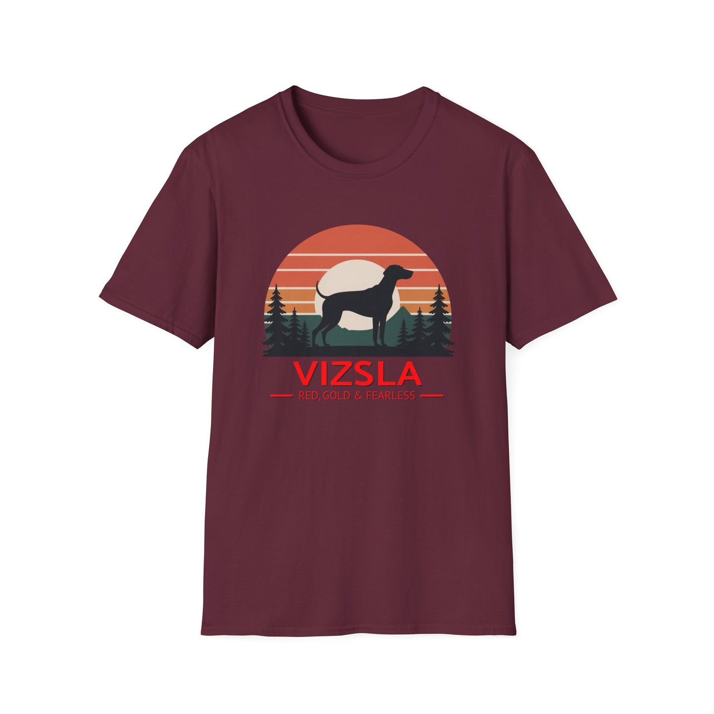 Vizsla Mountain Tee — "VIZSLA - Red, Gold & Fearless"