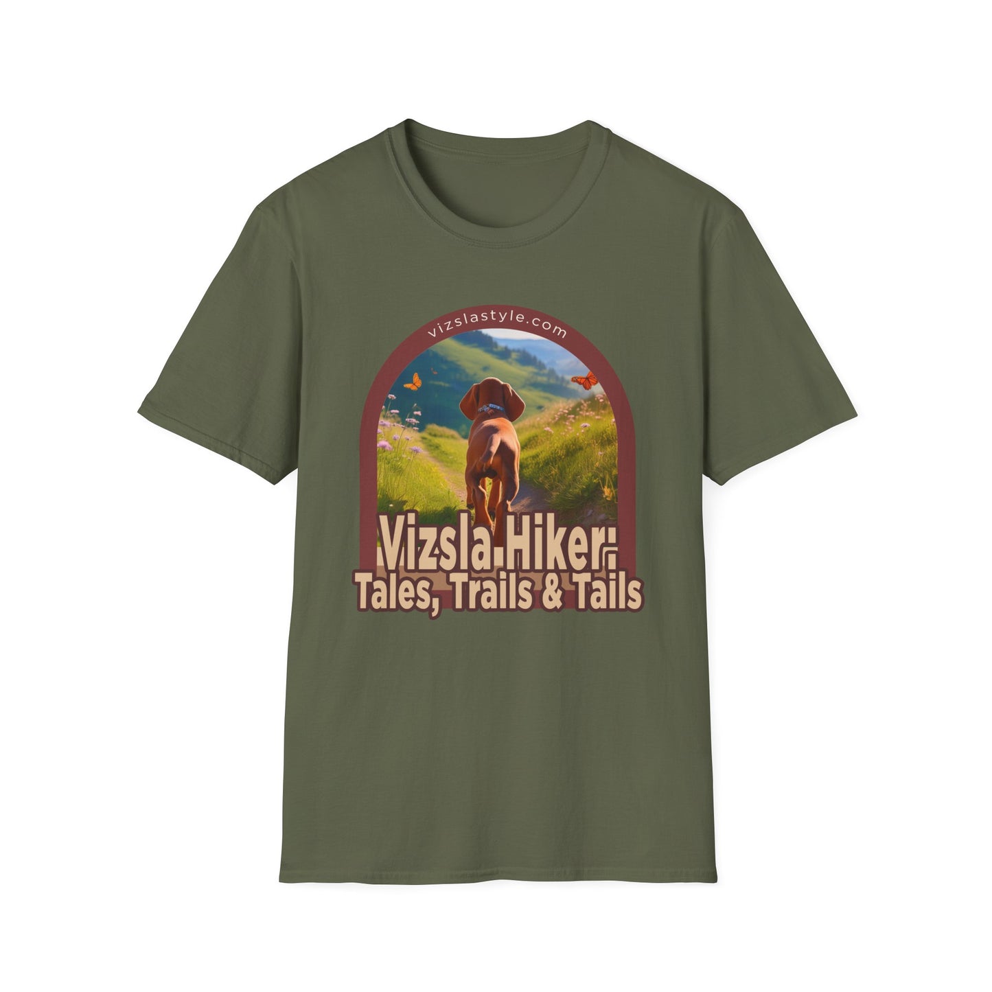Vizsla Hiker: Tales, Trails & Tails Dog t-shirt