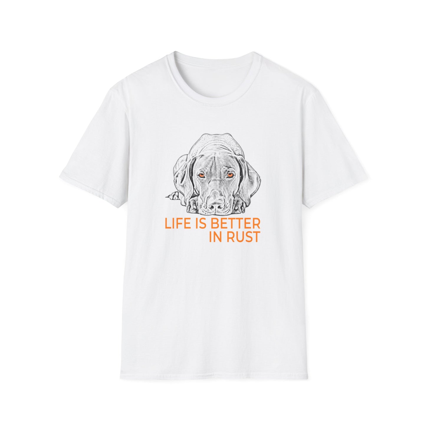 Vizsla Dog T-Shirt — 'Life Is Better in Rust' Line Drawing