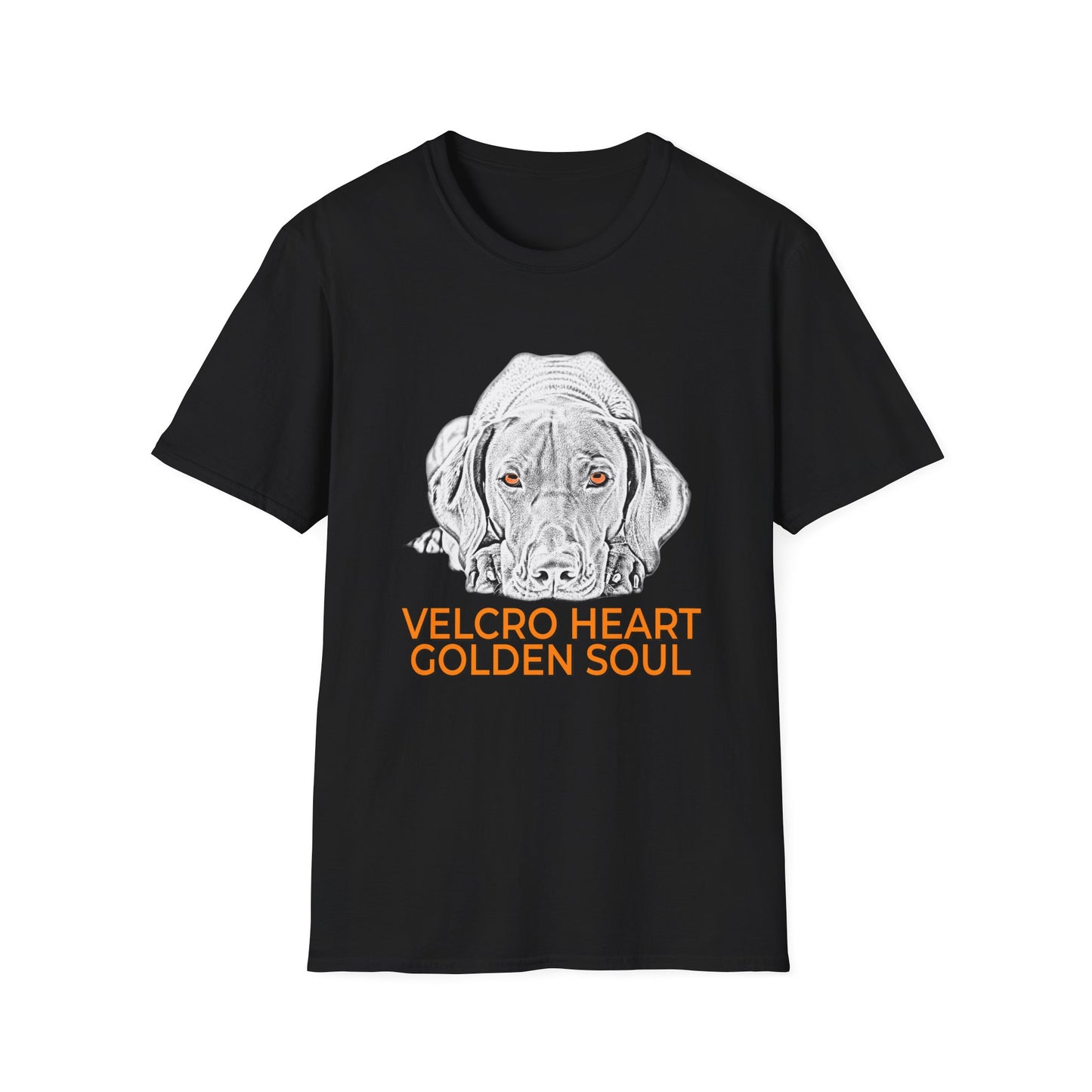Vizsla Dog T-Shirt — "Velcro Heart — Golden Soul"