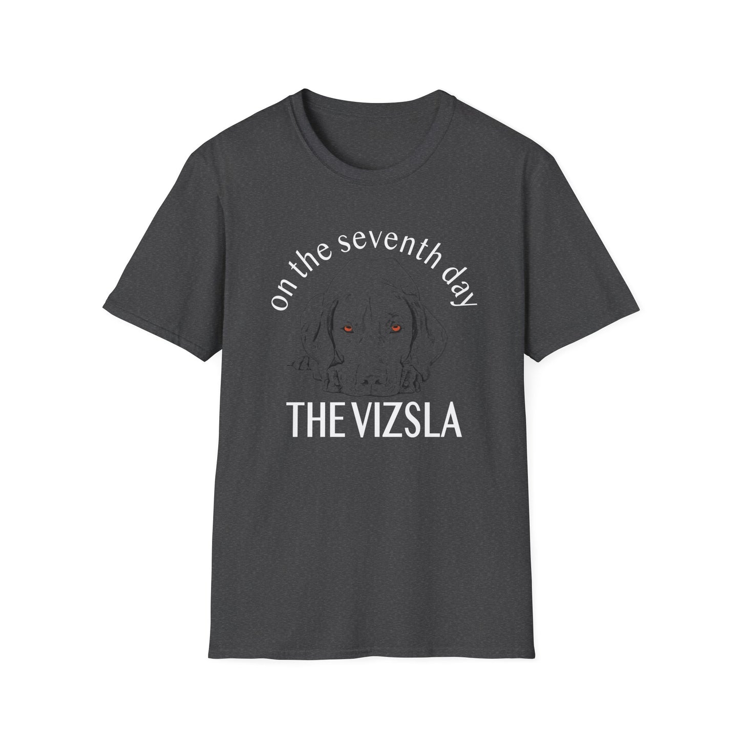 The Vizsla T-Shirt — "On the Seventh Day - THE VIZSLA" Vizsla Dog Line Art Tee