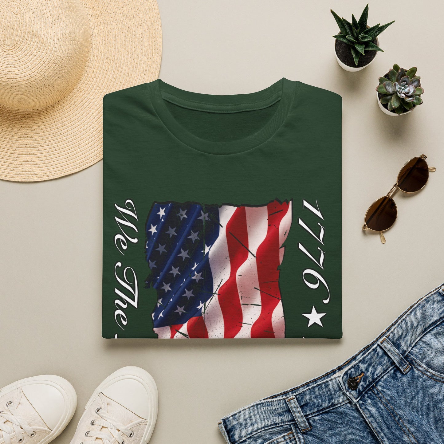 Vizsla Dog 'We The People 1776–2026' T-Shirt — Distressed American Flag