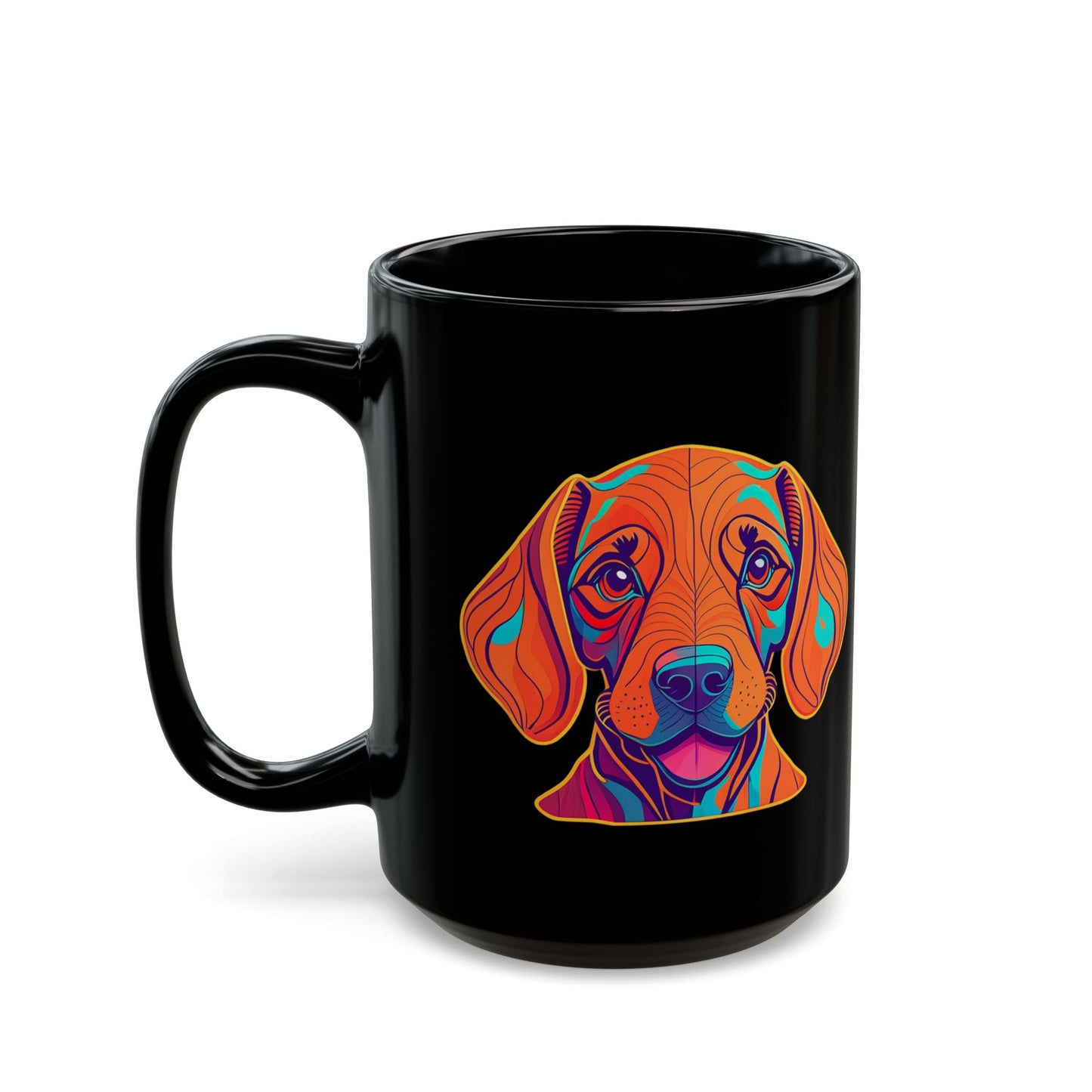 Happy Trails With My Vizsla (Hiker) w/ Puppy Face - Vizsla - Black Mug
