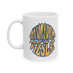 Vizsla Hikes: Paws On The Path (Dog) w/ He's Not A What? Wild Look - White glossy mug