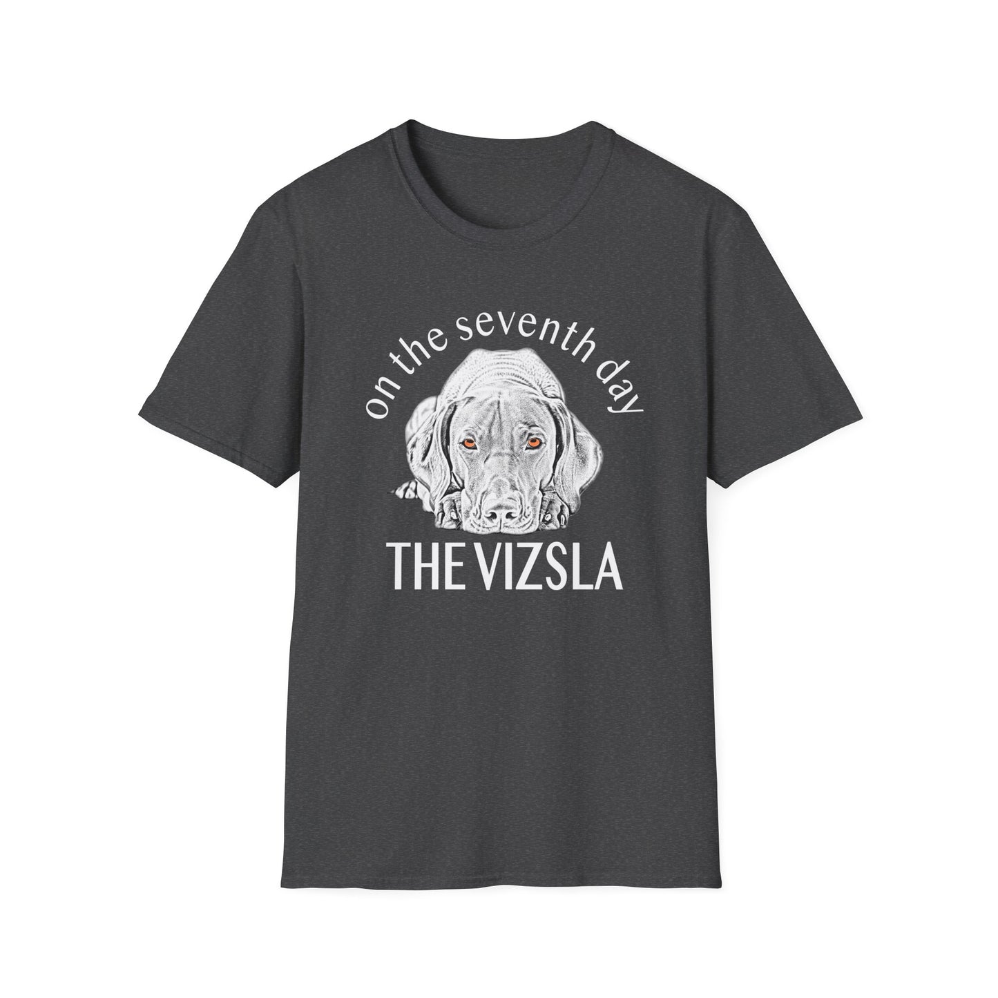 The Vizsla T-Shirt — "On the Seventh Day - THE VIZSLA" Vizsla Dog Line Art Tee