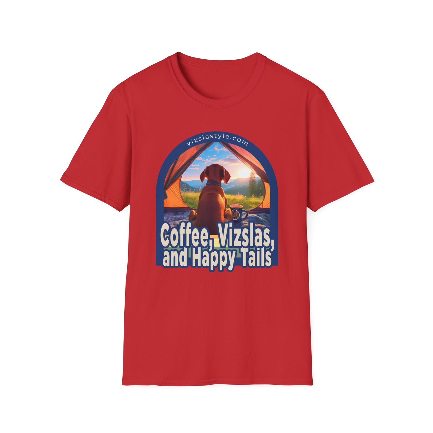 Coffee, Vizslas, and Happy Tails! t-shirt