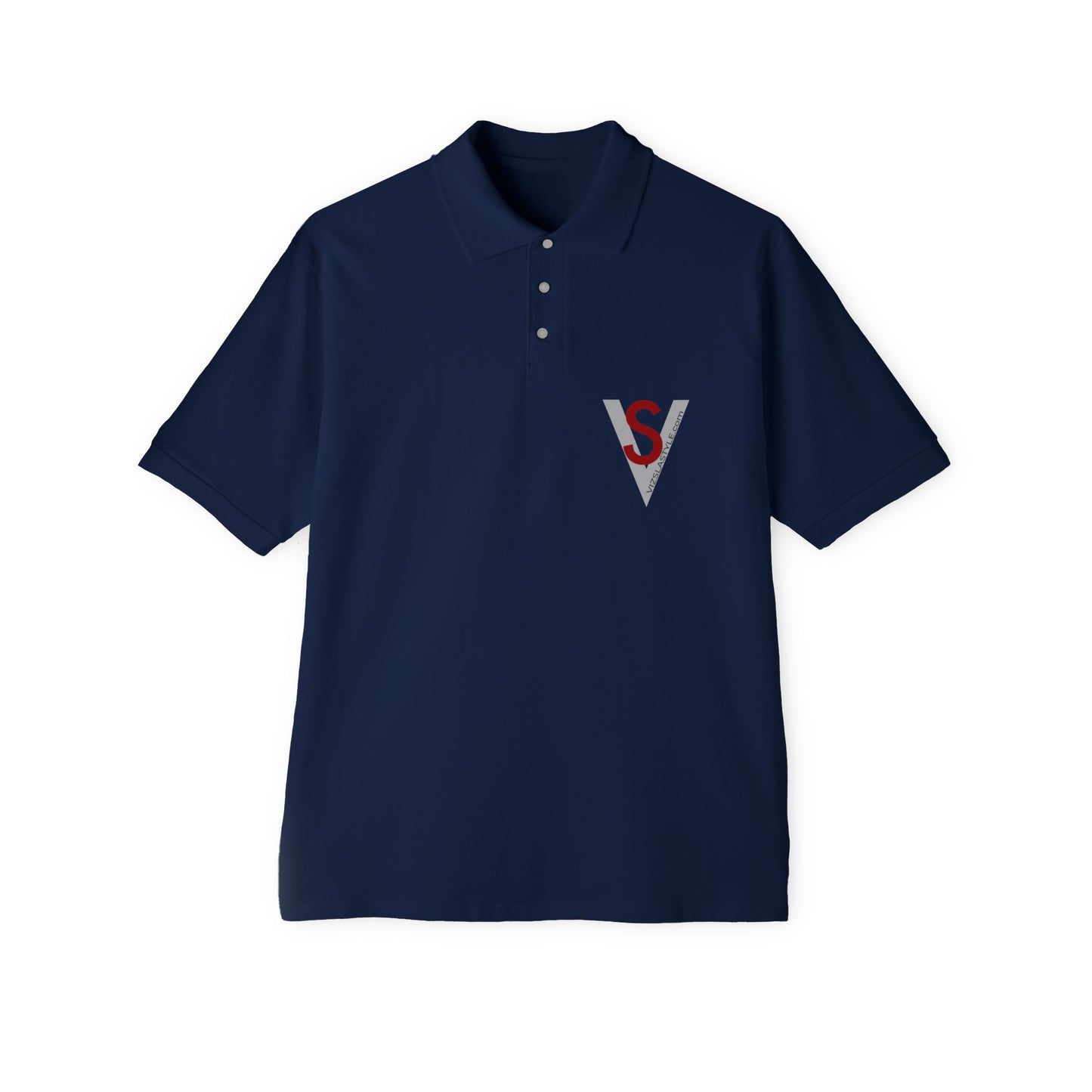 Men's White Polo with Minimal V Logo Chest Patch