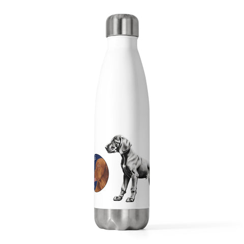 Vizsla Style Puppy w/ Logo - Dog Lover's 20oz Insulated Water Bottle - Cute Pet Gift, Stainless Steel Flask, Hydro Flask, Dog Parent Mug, Custom Water Container