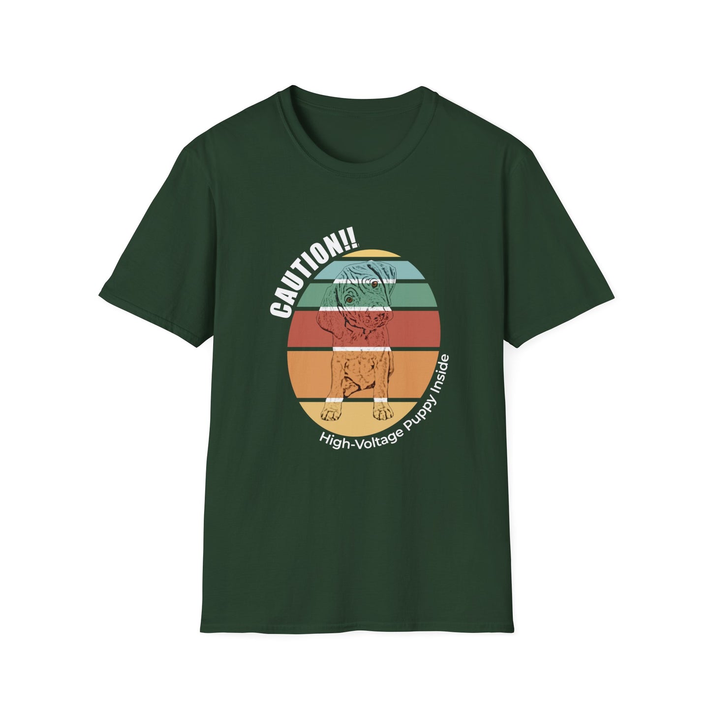 High-Voltage Puppy Inside Vizsla T-Shirt — Vintage Pastel Stripes