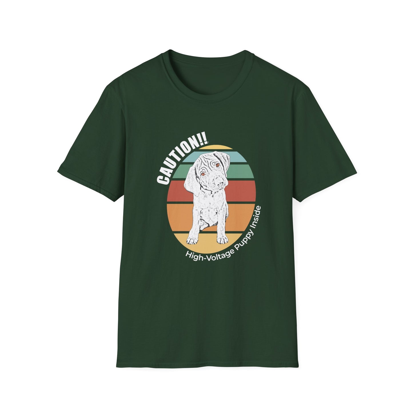 High-Voltage Puppy Inside Vizsla T-Shirt — Vintage Pastel Stripes