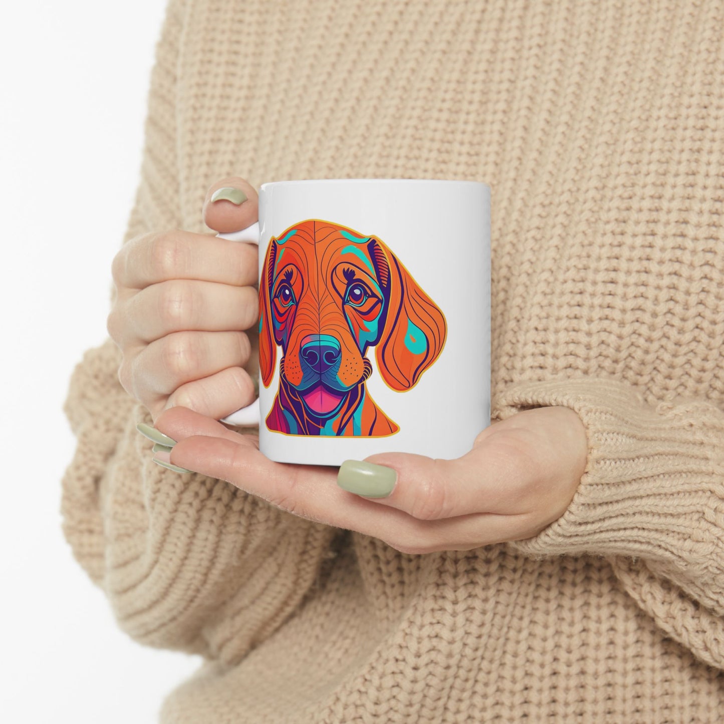 Happy Trails With My Vizsla Dog / New Vizsla Puppy White Glossy mug