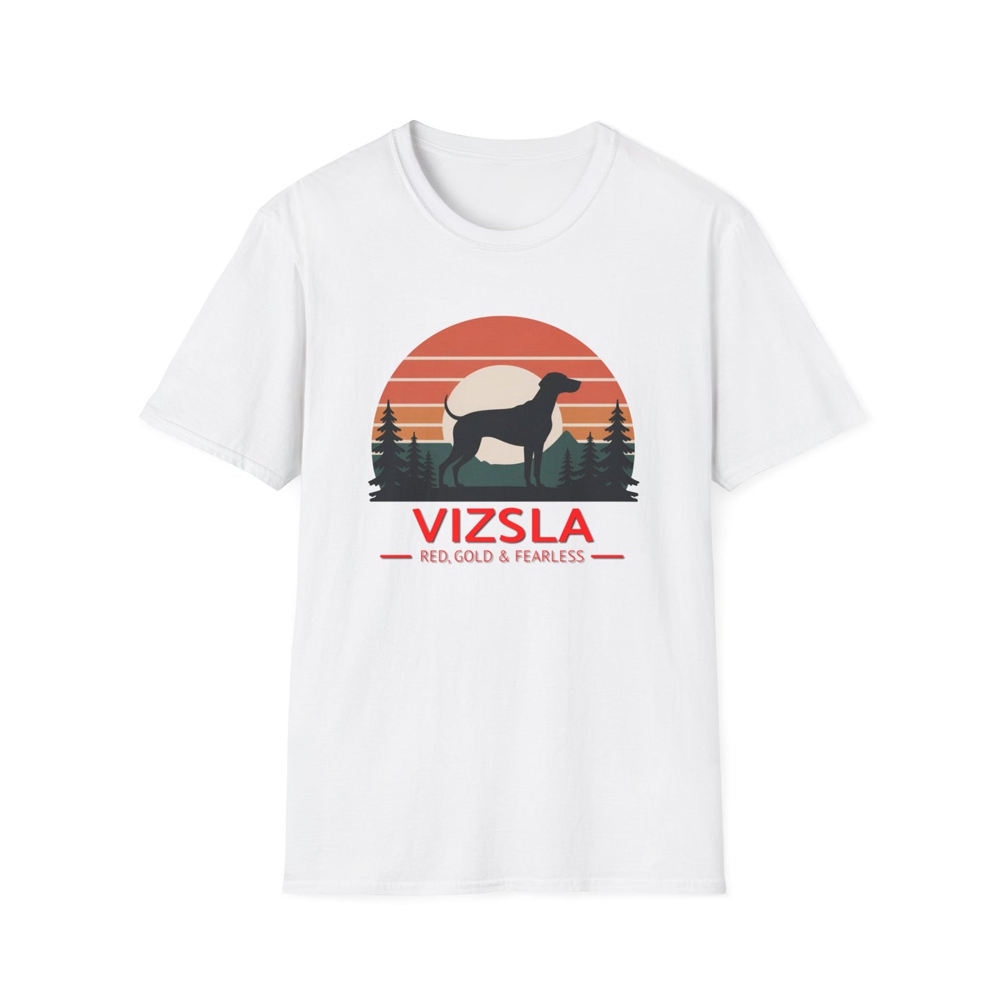 Vizsla Mountain Tee — "VIZSLA - Red, Gold & Fearless"