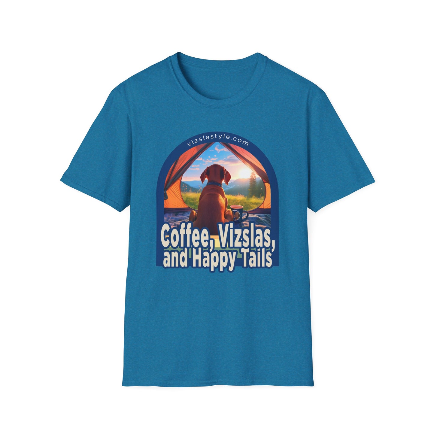 Coffee, Vizslas, and Happy Tails! t-shirt