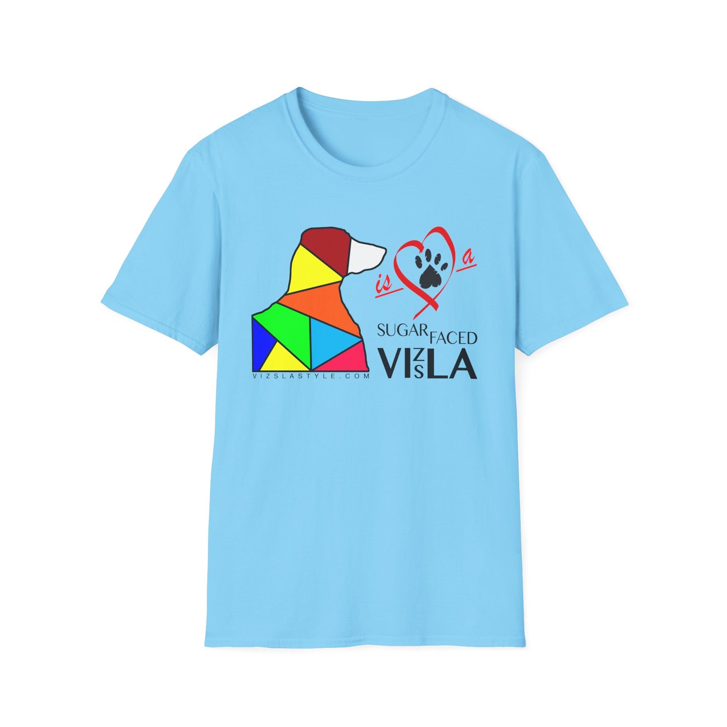 Love is a Sugar Faced Vizsla - All Around Sports T-shirt (Dk Text)