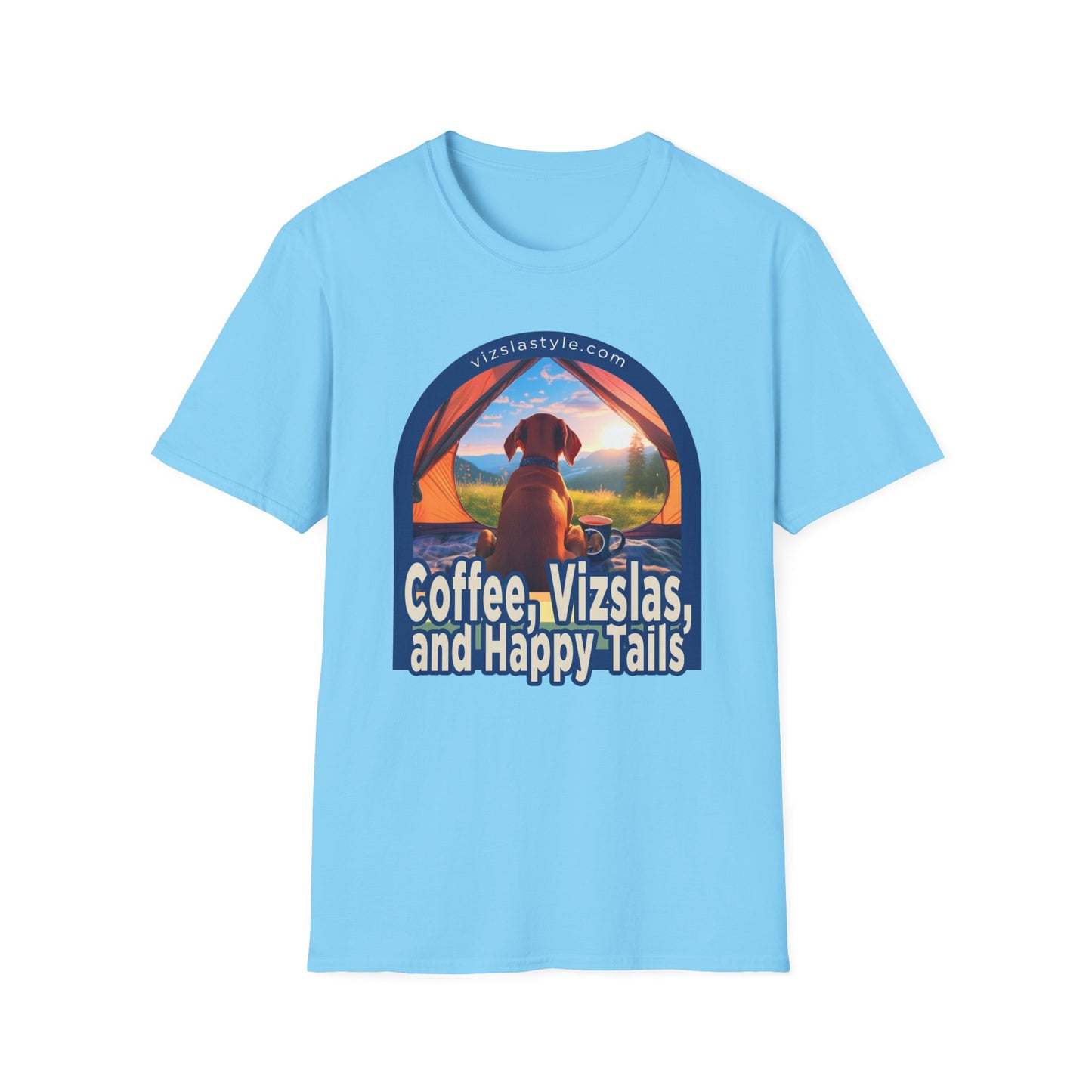 Coffee, Vizslas, and Happy Tails! t-shirt
